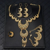 arab wedding jewelry top quality dubai saudi bridal gift moon necklace earring bracelet ring set high quality copper gold plated