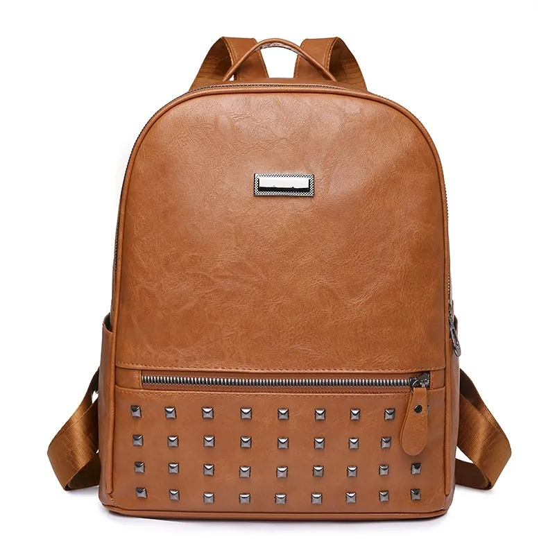 

Backpack Women's Bag New Street Fashion Women's Pu Large Capacity Backpack Willow Nail Backpack