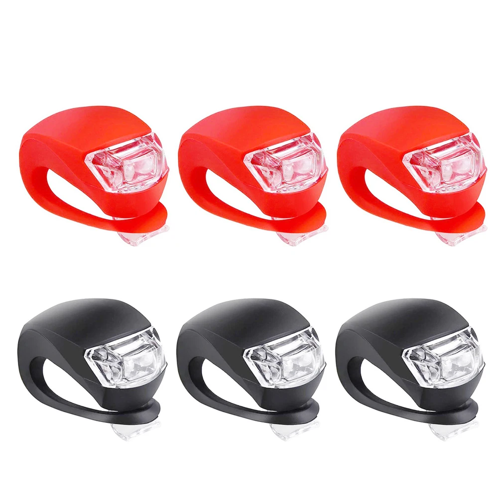 

6 Pcs LED Bicycle Light Night Riding Safety Warning Frog Geometric Front Rear Tail Light