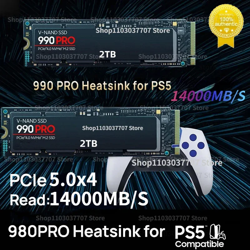 

New portable high speed 4TB 990 PRO PCIe 5.0 NVMe 4.0 M.2 2280 1TB 2TB SSD Internal Solid State Hard Drive For Laptop PC PS5 PS4