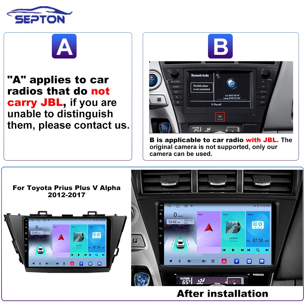 SEPTON Android автомобильный радиоприемник мультимедийный видеоплеер для Toyota Prius Plus V