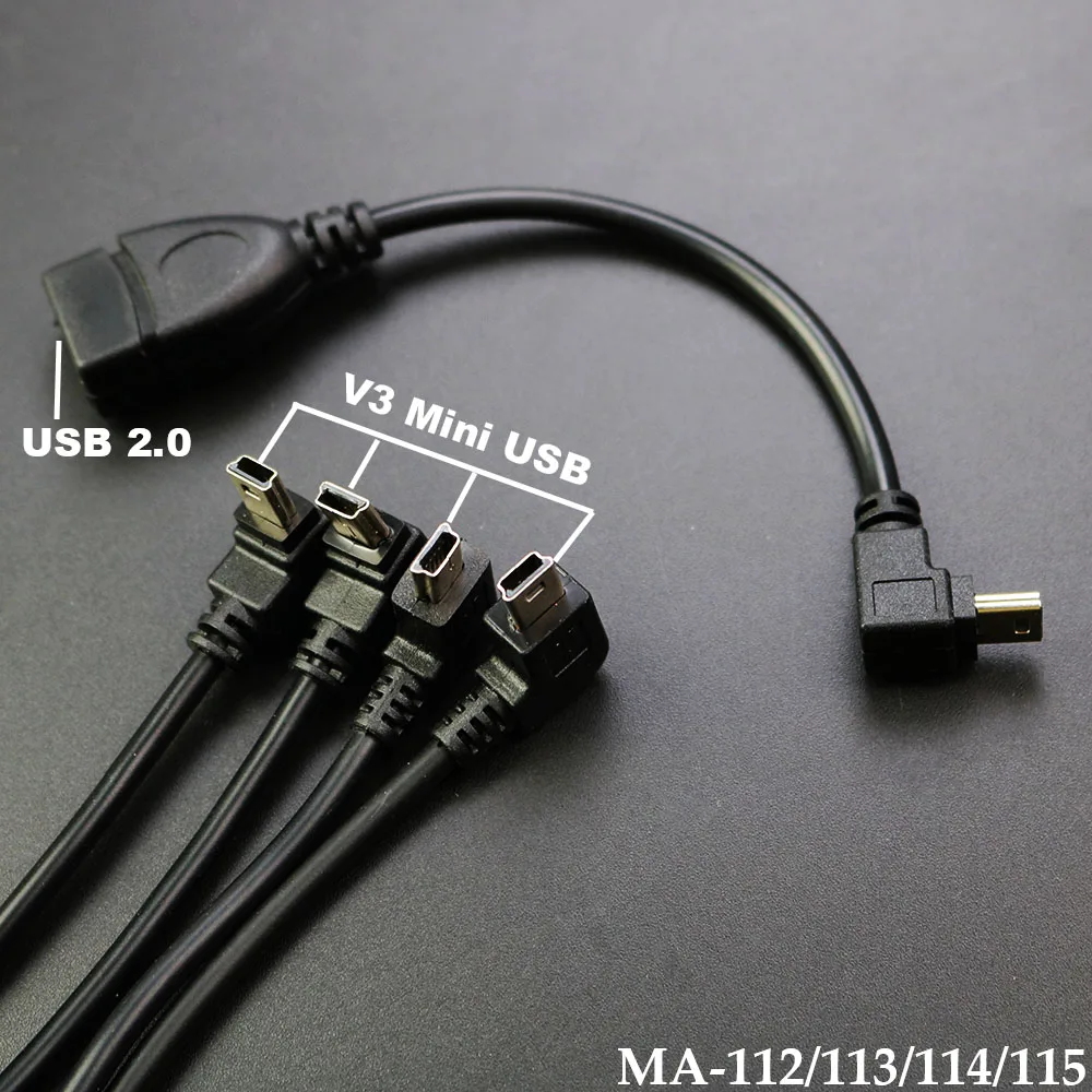 

1PCS For Digital Camera Extension Hard Drives Mini USB B Type 5pin Male Plug Left Angled 90 Degree to USB 2.0 Female Data Cable