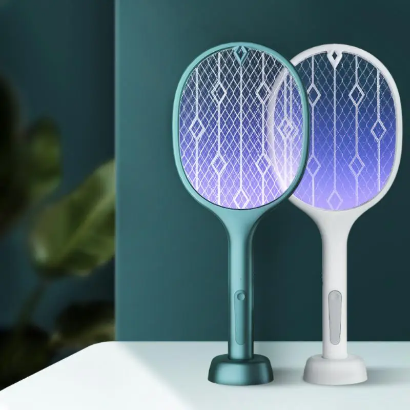 

2-in-1 led ultraviolet trapping mosquito killing lamp 3500v electric insect killer rechargeable summer fly swatter mosquito