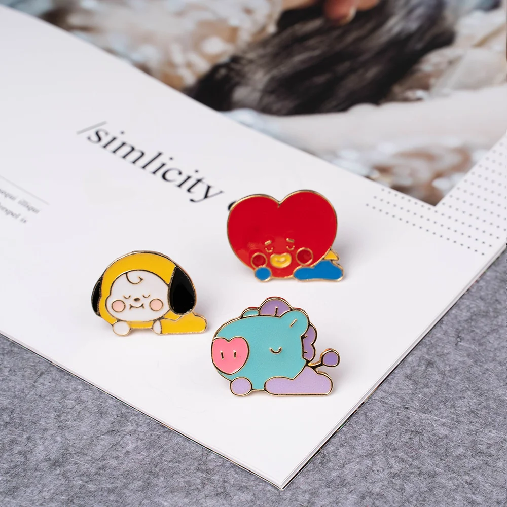 

KPOP Bangtan Boys Personality Badge Fashion Brooch Cartoon Cute Alloy Pin Clothing Accessories gift SUGA JIMIN JK fan collection
