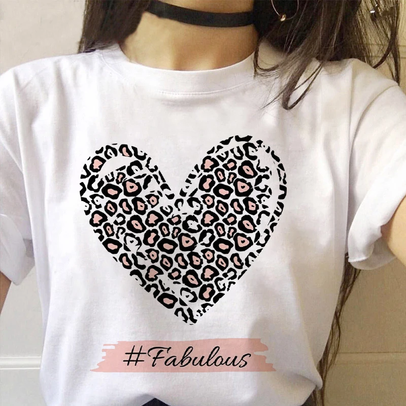 

Fashion Leopard Print Love T-shirts 2022 Print T-shirts Leopard Love Print For Women Tees Women Print Graphic Ladies Clothing
