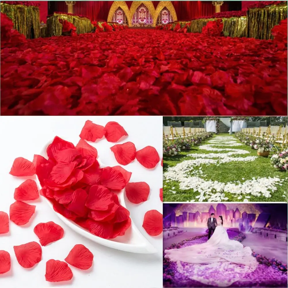 

5 Bags 500pcs 5 * 5 Cm Romantic Tiny Flowers Petals Red Pink White Silk Cloth Rose Petals Fake Flowers Wedding Decoration