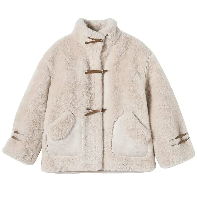 sky blue korean Winter Women Elegant Solid Faux Rabbit Fur Coats Female Soft Blue Warm Mink Fur Jackts Korean Fashion Outerwears