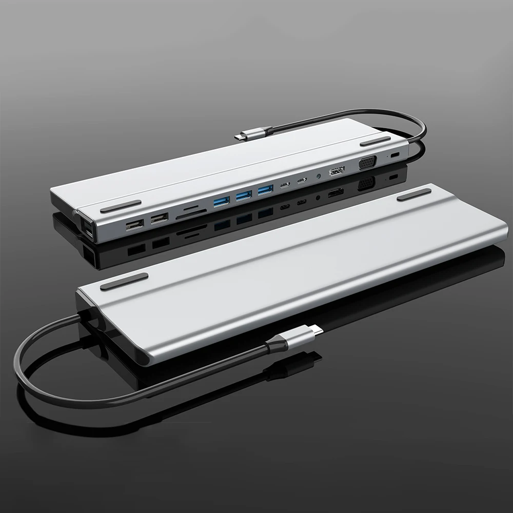 USB C 14 в 1 концентратор 4K HD VGA многопортовый адаптер Type-c PD док-станция RJ45 TF SD кардридер для Macbook Air Pro