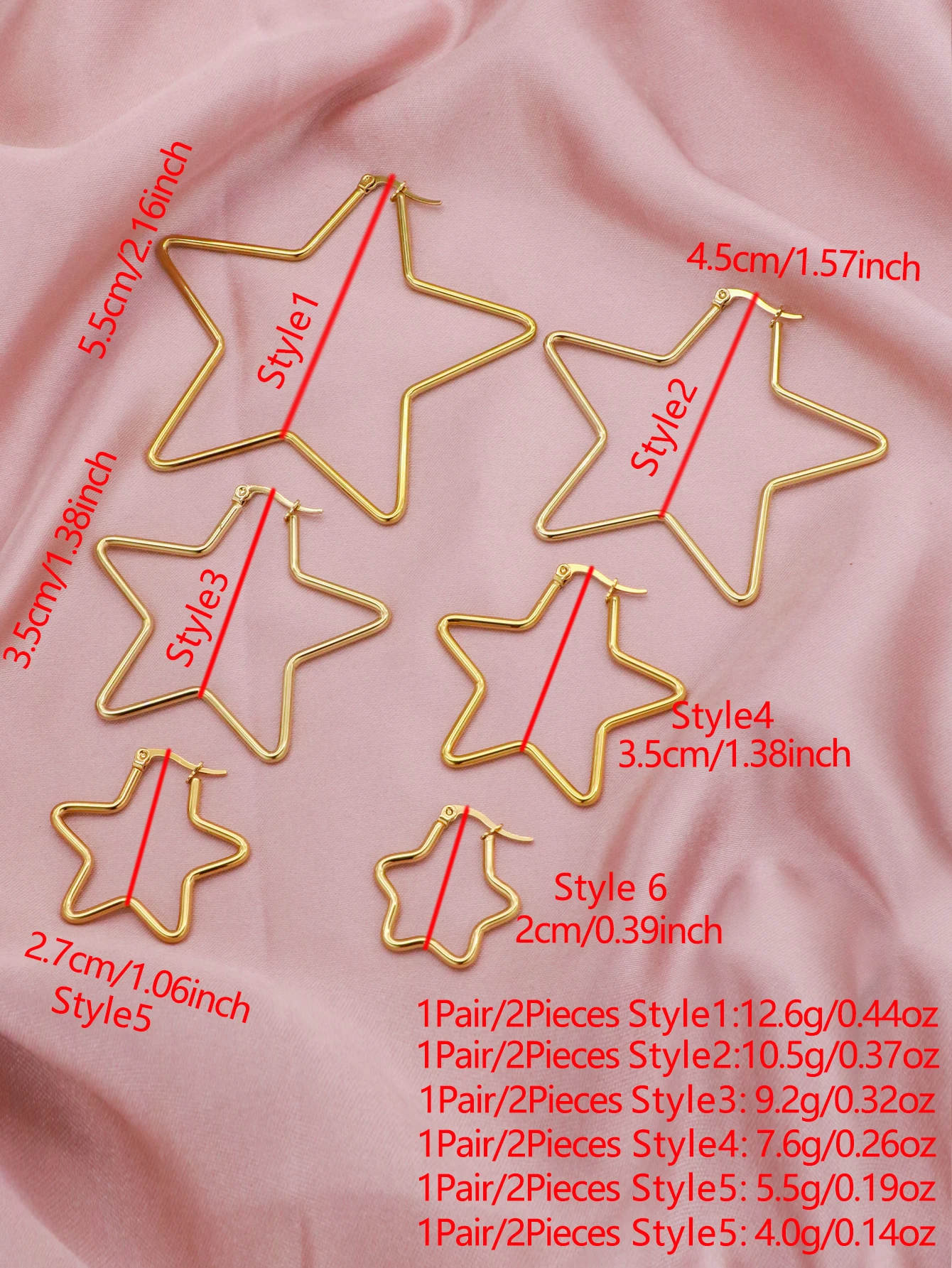 Серьги в форме пяти звезд Ekou ювелирные изделия из нержавеющей стали с двумя