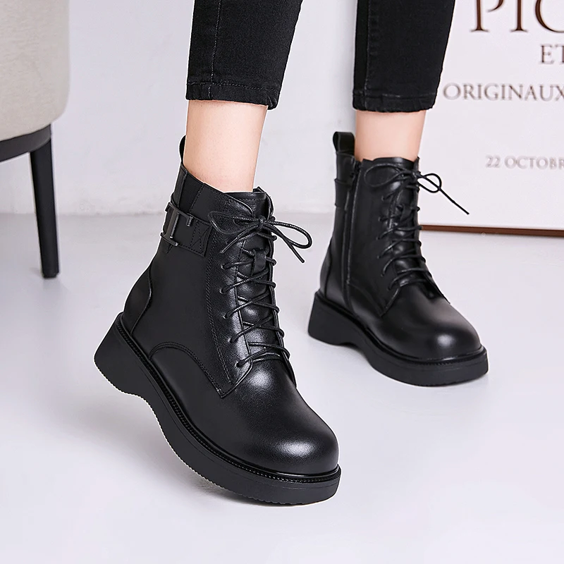 AIYUQI Women Winter Boots Warm Wool 2023 New Genuine Leather Women Ankle Boots Large Size 41 42 Women's Snow Boots