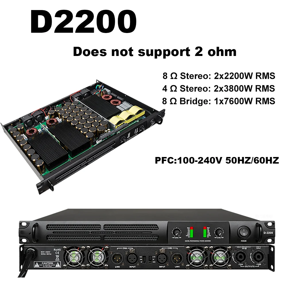 Фото ShennDare D2004 Профессиональный 2 Ом Стабильный 4X3800 Вт Цифровой Аудио Усилитель Мощности 4 Канала Класса D AMP DJ Сабвуфер Усилитель 4x2000 Вт 8 Ом Линейный Массив Акустических Предусилитель №4