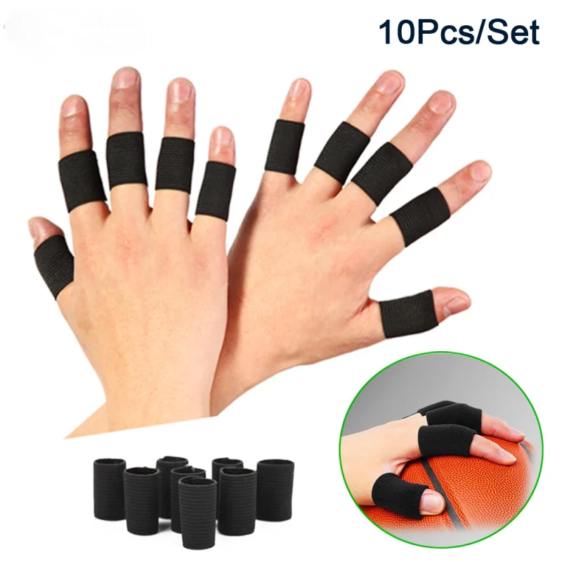

10 Pcs Stretchy Sport Finger Sleeves Arthritis Bandage Wrap Support Pads Finger Outdoor Basketball Volleyball Finger Protection