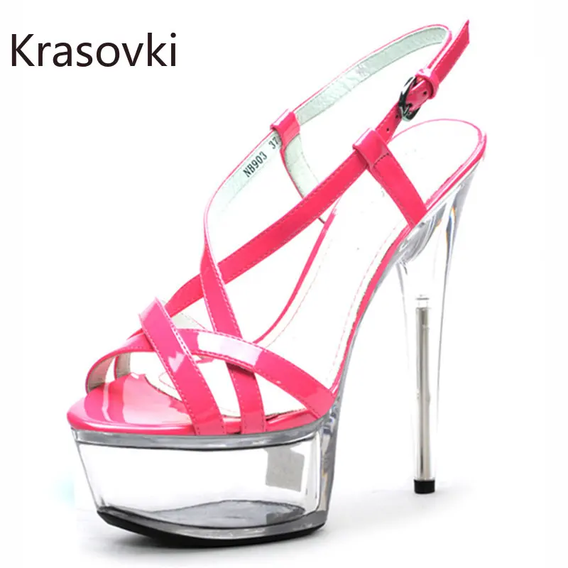 

Krasovki 15cm 17cm Plastic PU Synthetic Platform Wedge Shoes Summer Women Roman Boots Gothic Punk Gladiator Sandle Fashion Pole