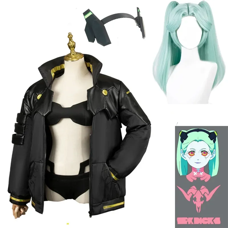 

Anime Cyberpunk Edgerunners Rebecca Cosplay Costume Jacket Wig Tattoo Stickers Headwear Suit Halloween Costumes for Women