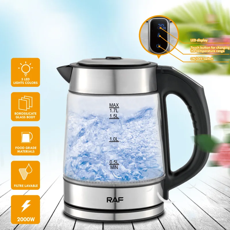 2000W Home Glass Electric Kettle High Temperature Resistance Anti Dry Burning Automatic Power Off Electric Kettles Cookware Set