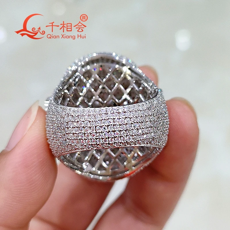 26*33mm Ghost men Face full of D white melee moissanite  Sterling 925 Silver hip hop Ring Men women  Diamonds Male fine Jewelry