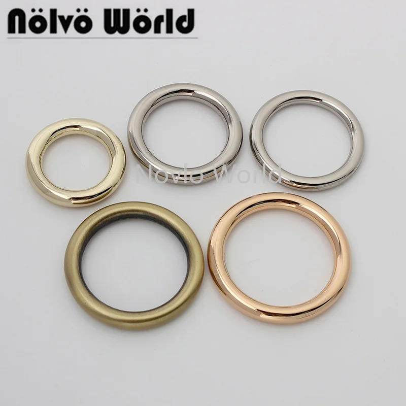

10-50 pieces 5 colors 20 25 27 30 32mm 5.0mm wire alloy welded closed O rings for handbag strap connector buckle purse hardware