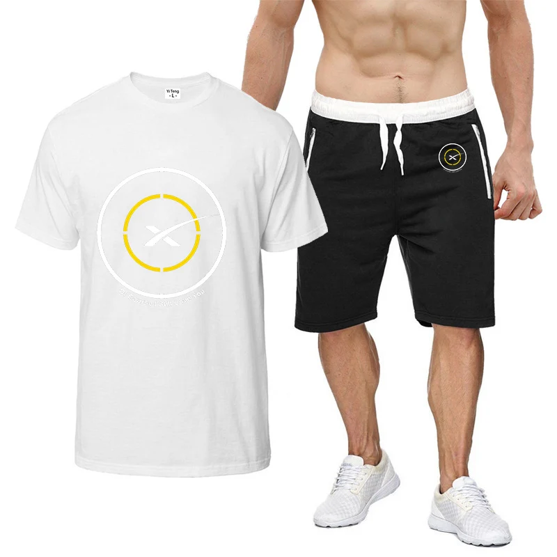 

2022 SpaceX Space X Logo Printing Men's Short Sleeve Summer Harajuku T-Shirt High Wuality Cotton Tee Shorts Suit Sportswear
