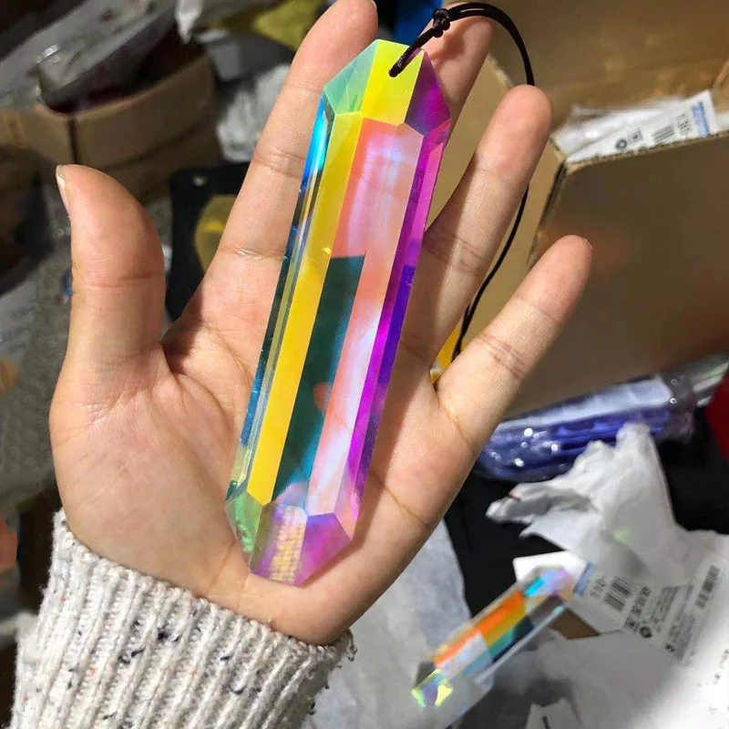 

H&D 120MM Rainbow Maker Hexagonal Bar Chandelier Suncatcher Crystal Glass Prism Pendant DIY Accessories Christmas Tree Ornament