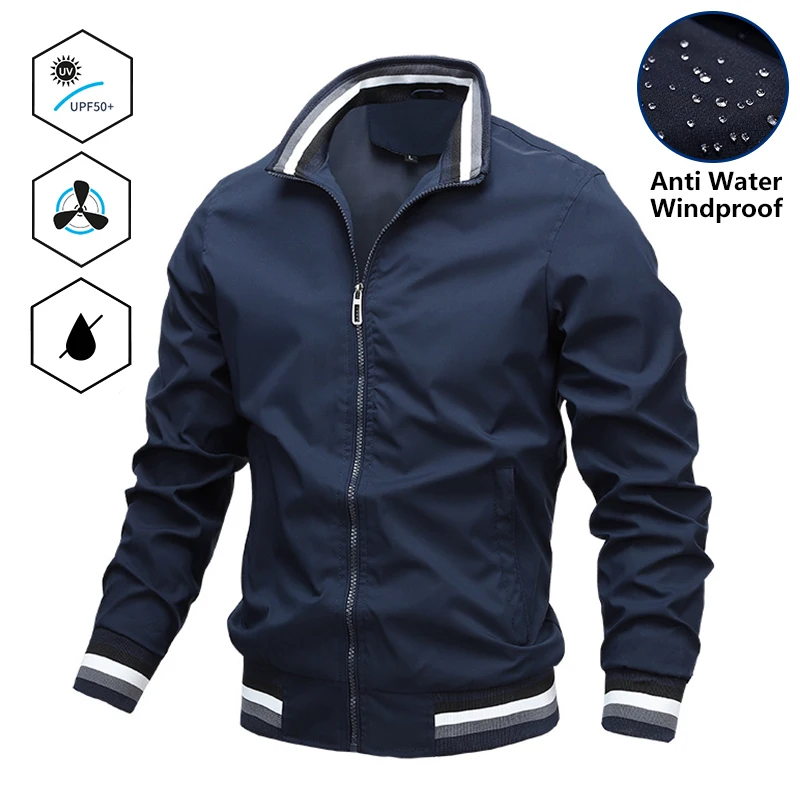 Men Fashion Jacket Men New Casual Windbreaker Bomber Jacket Coats Men 2022 Spring Autumn Outdoor Waterproof Slim Jackets Mens