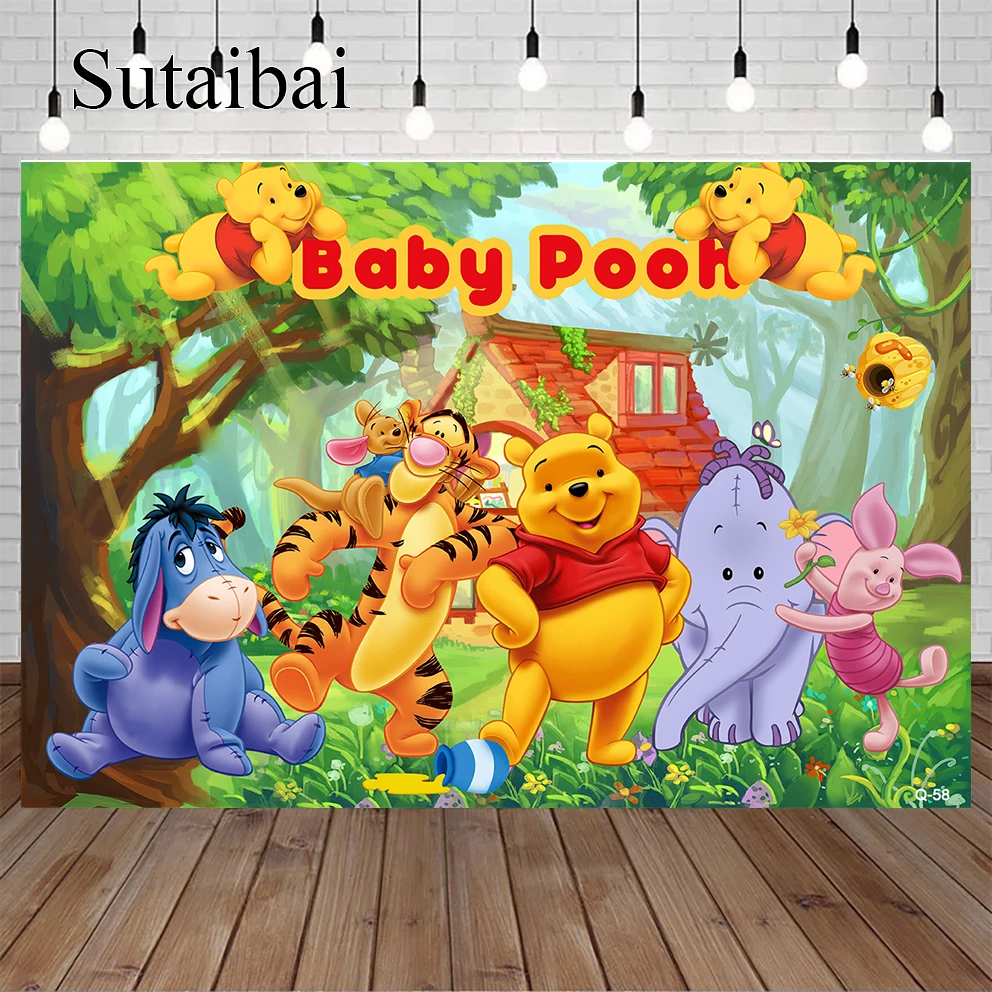 

Disney Vinyl Custom Winnie The Pooh Party Backdrops Winnie The Pooh Photography Background Baby Shower Kids Birthday Party Decor