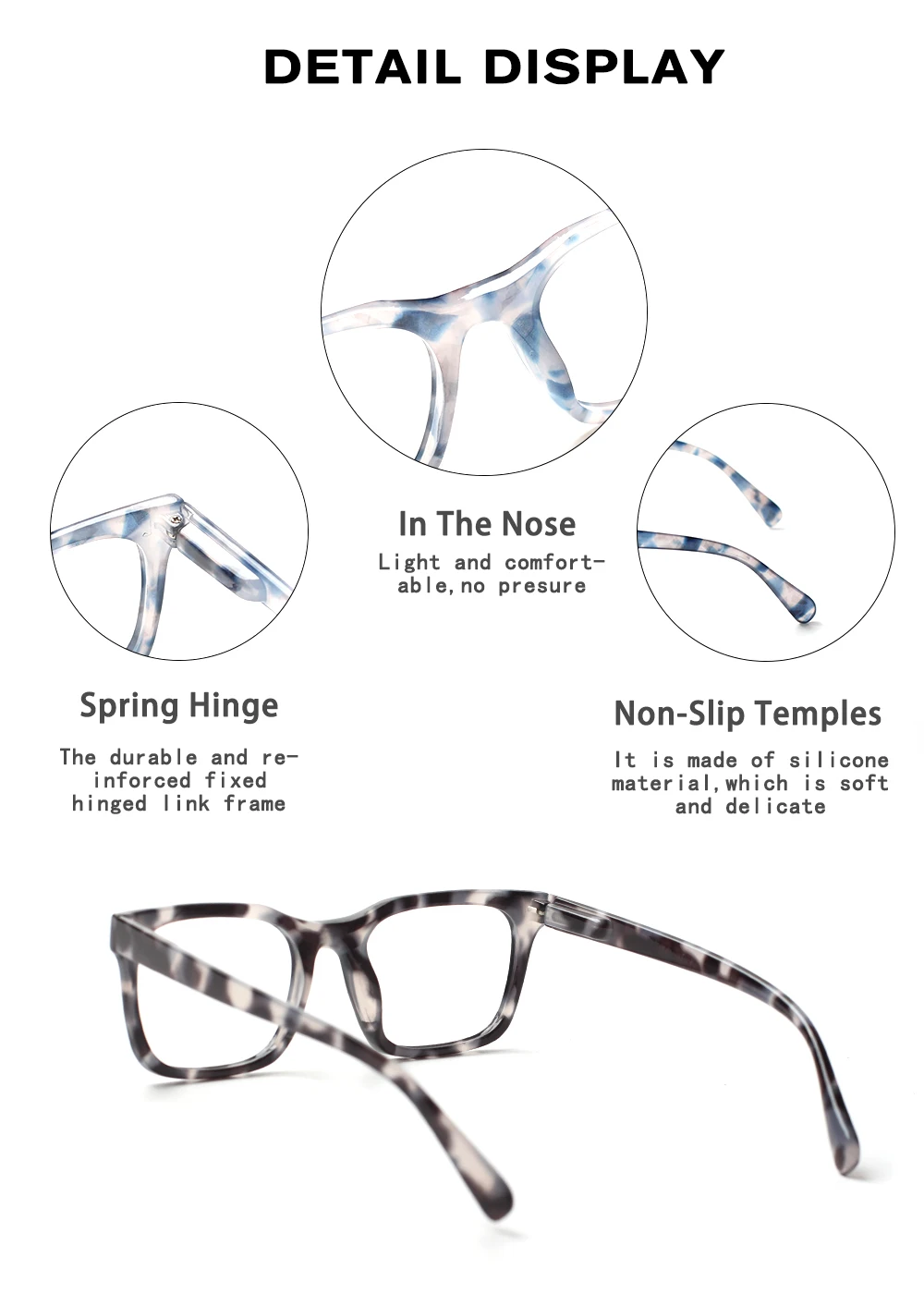 Turezing Prescription Reading Glasses Spring Hinge Men Women Tortoiseshell Eyewear HD Reader Diopter +1.0+2.0+3.0+4.0+5.0+6.0