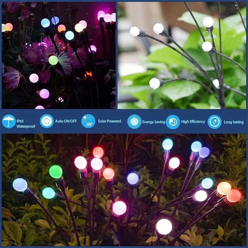 6 PCS Solar Power Mushroom Light Solar Power Firework Firefly Light Waterproof Garden Yard Lawn Lamp Solar Light Christmas Lamps