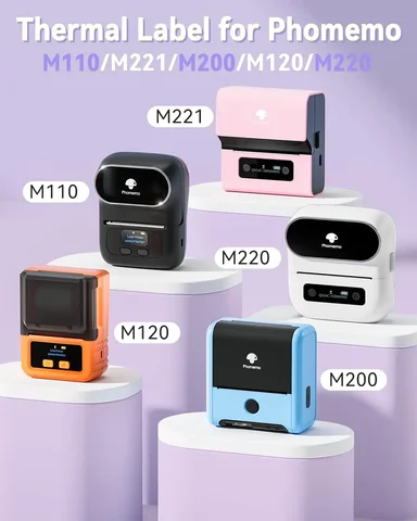Phomemo 3 рулона термопрозрачной этикетки M110/M221/M220/M120/M200 Прозрачная термобумага 40x30 мм наклейка для логотипа/шаркода