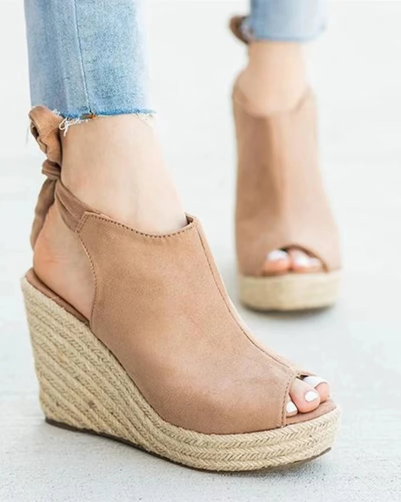 

Сандалии женские на танкетке, модные повседневные туфли в римском стиле, дышащая обувь на платформе с открытым носком, лето 2022