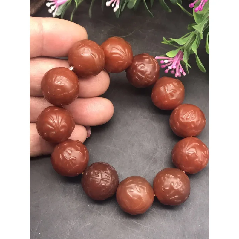 Натуральный резной браслет из агата мужской старого ручная игрушка шелковый с