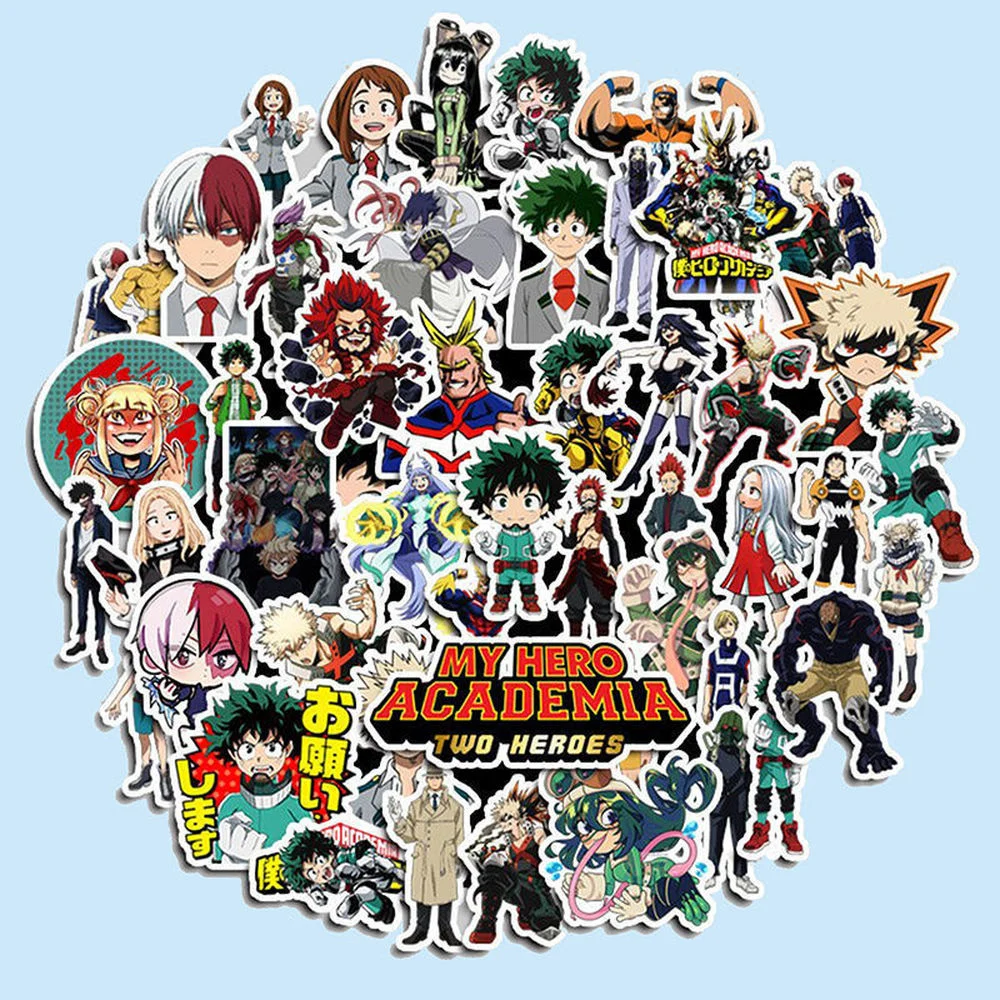 10/50Pcs My Hero Academia Shoto Todoroki Stickers Cosplay Bakugou Katsuki Midoriya Izuku PVC Waterproof Gifts for Kids |