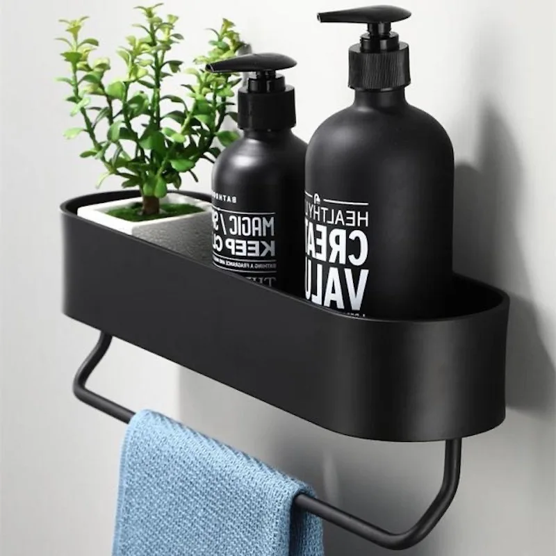 

Home Deco Bathroom Shelf No Drill Organizer Shower Storage Rack Black Corner Shelves Wall Mounted Aluminum Toilet Shampoo Holder