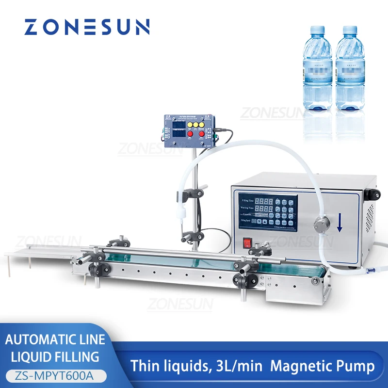 

ZONESUN Liquid Filling Machine Automatic Production Line Magnetic Pump Perfume Essential Oil Bottles Vial Tube Juice ZS-MPYT600A