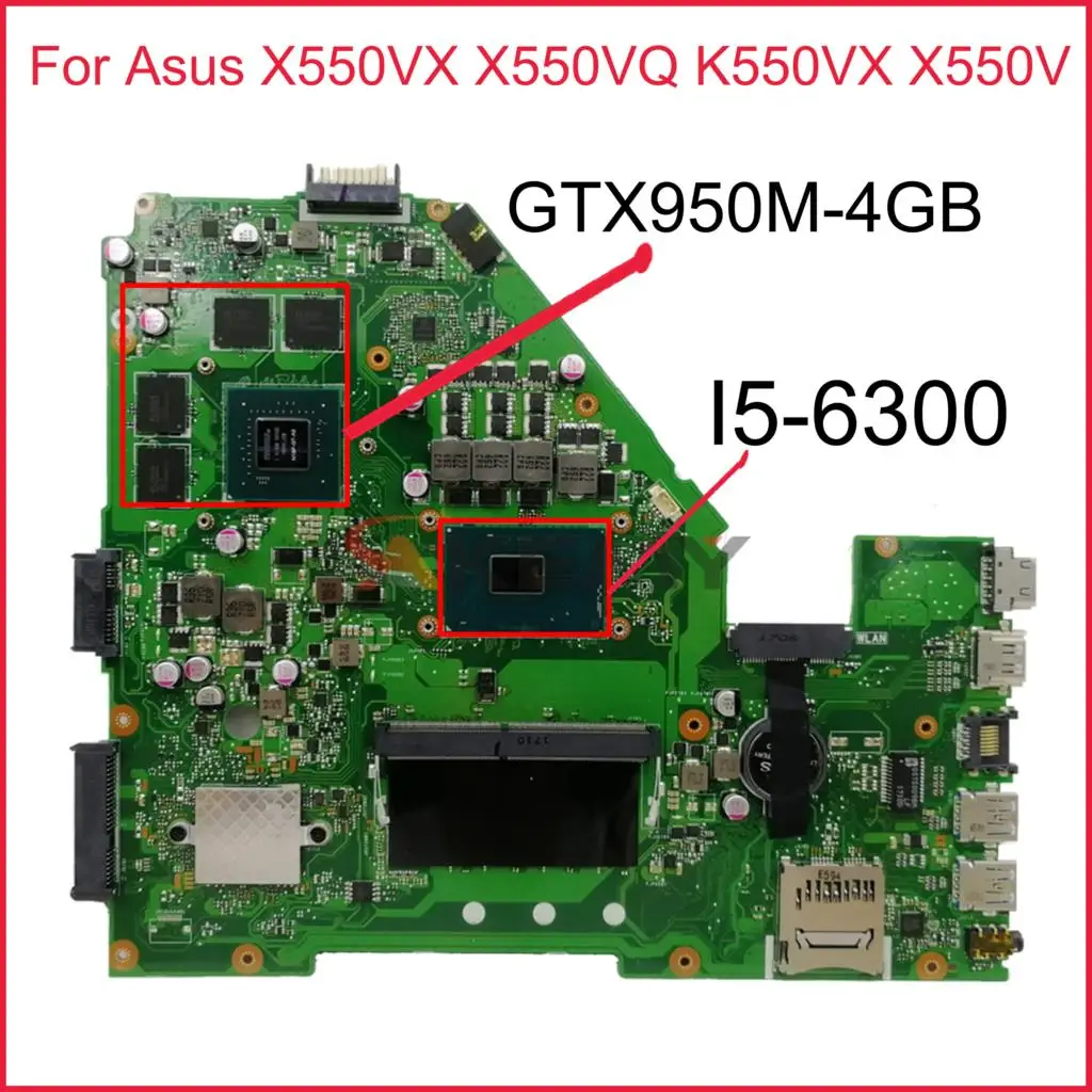 

Материнская плата SAMXINNO X550VX для ноутбука ASUS X550VX X550VQ K550VX X550V FH5900V, оригинальная материнская плата 8 ГБ-Оперативная память