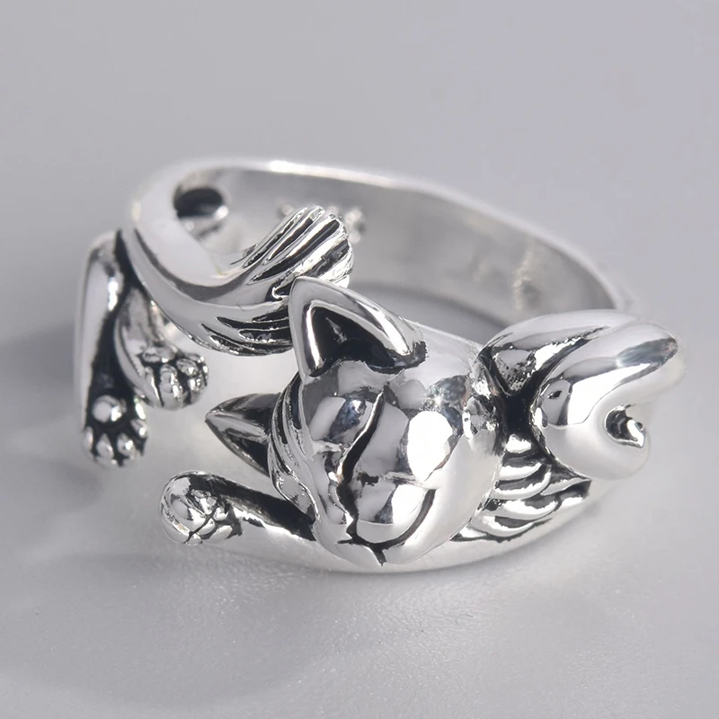 

Fashion Cat Open Adjustable Rings for Women Men Vintage Animal Jewelry