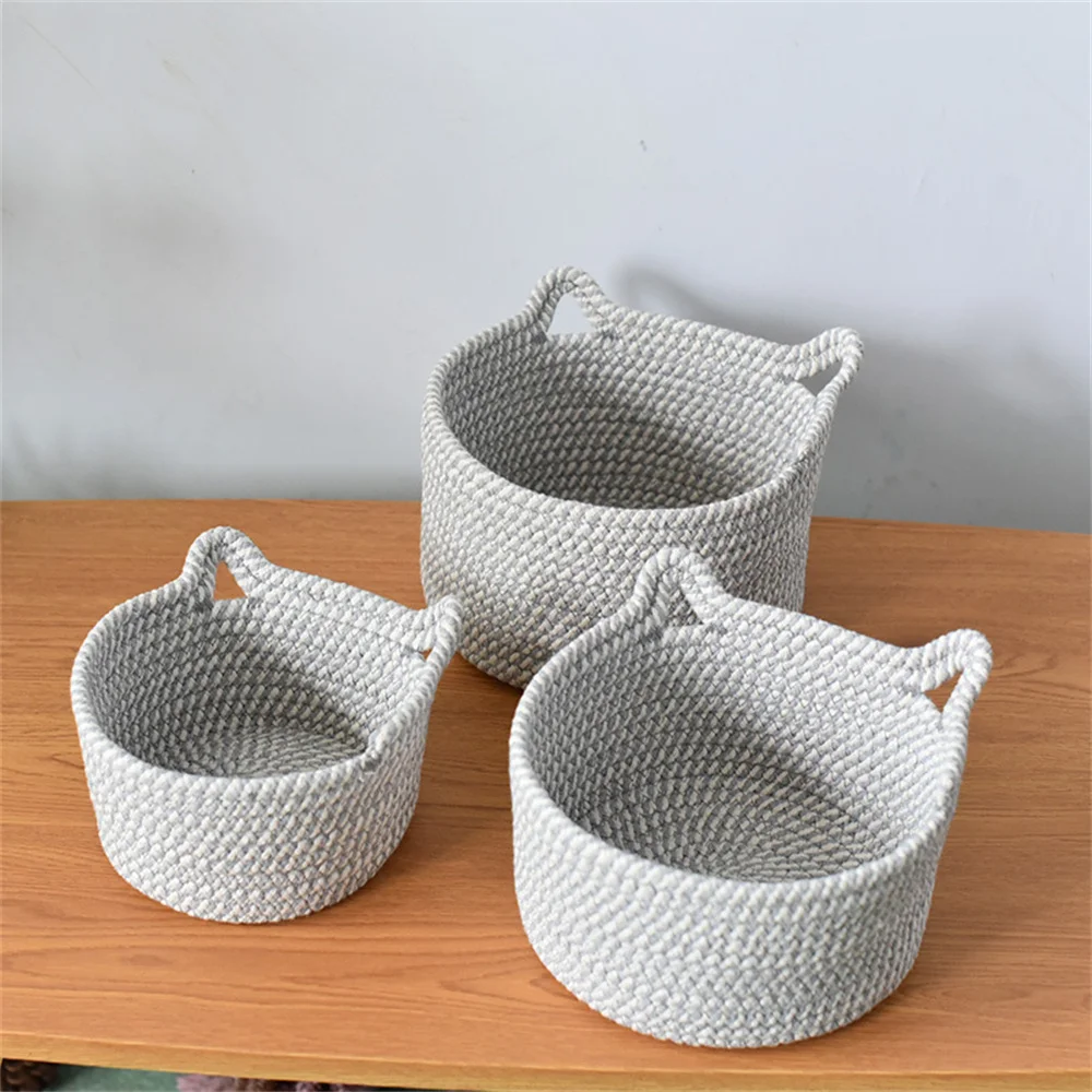 

Storage Basket Thread Woven Basket Cat Ear Cute Storage Holder Clothes Organizers Thread Basket Desktop Storage Cat Ear Cotton
