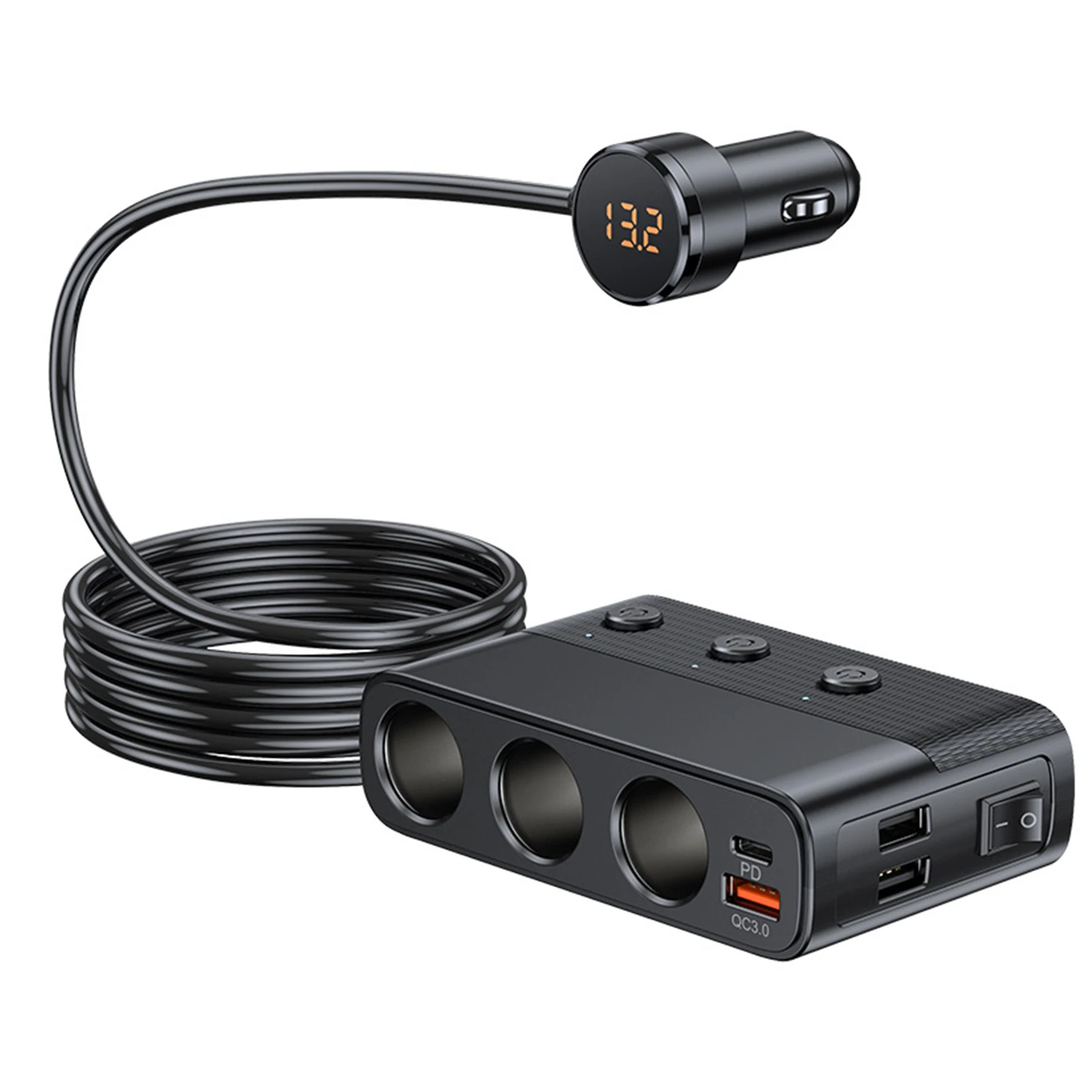 

Зарядное устройство USB для автомобиля, 3 порта, 128 Вт, PD QC3.0, 12 В/24 В