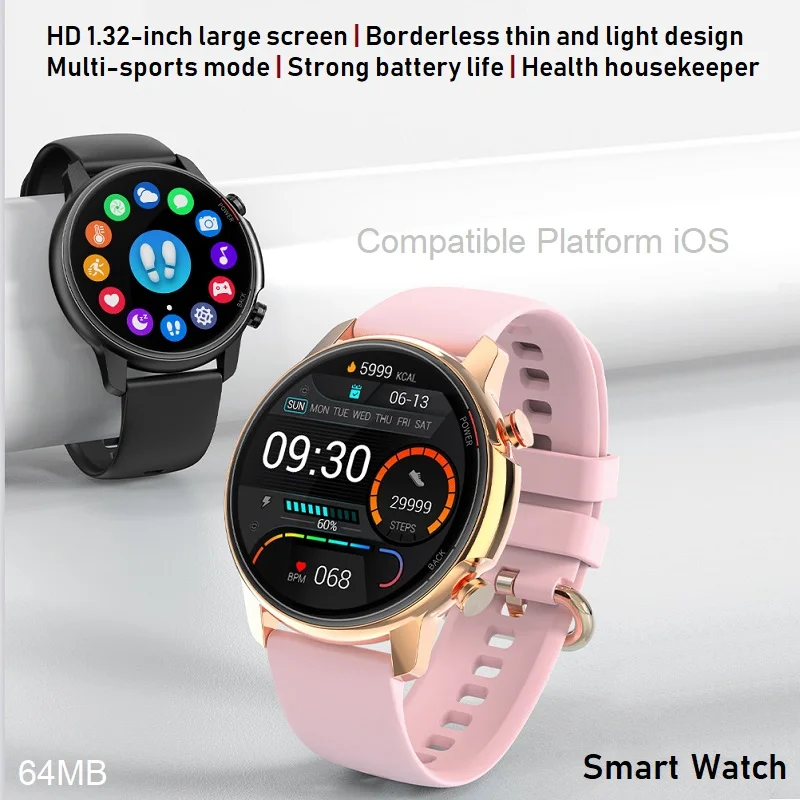 1.32 Inch Super Cool Rotating UI Dynamic Fashion Smart Watch Ladies Men'S Sports Heart Rate Blood Pressure Fitness Tracker Water - купить