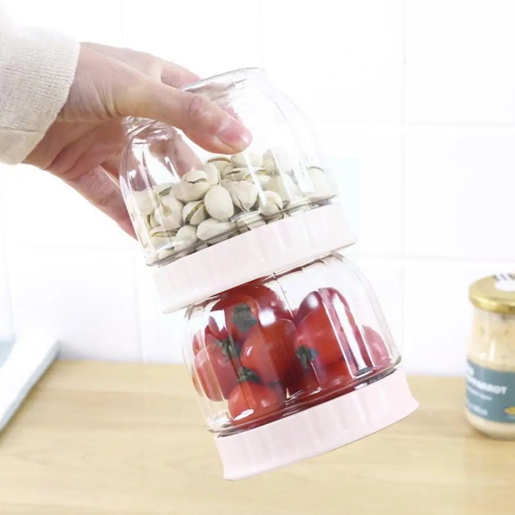 

500/1000/1600ML Clear Seal Cans Plastic Househld Grain Container Food Kitchen Storage Storage Organizer Box Lid Accessories D9X0