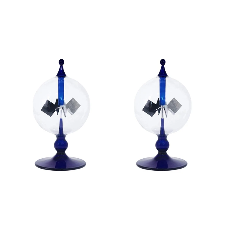 

2X Blue Solar Power Radiometer Sunlight Energy Crookes Spinning Vanes Windmill Gift Home Desk Decoration