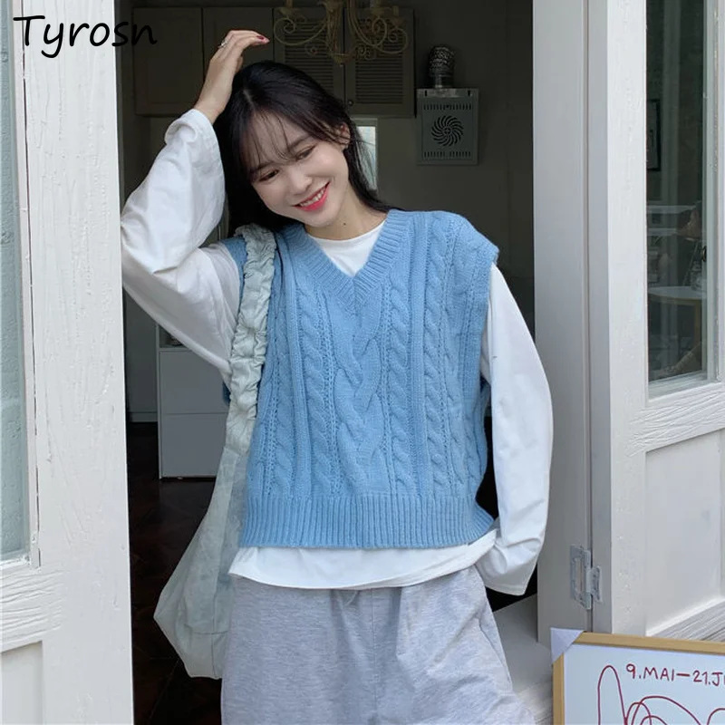 

Свитер женский однотонный нежный, модный Свободный Повседневный простой вязаный жилет карамельных цветов, для подростков, в стиле Харадзюк...