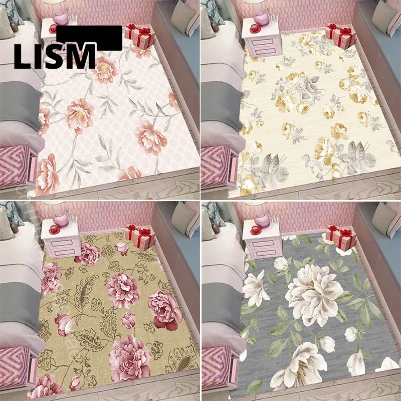 

Fashion Flowers Aesthetic Carpet for Living Room Non-slip Kitchen Mat Lounge Home Entrance Doormats Washable Rug Bedroom Decor