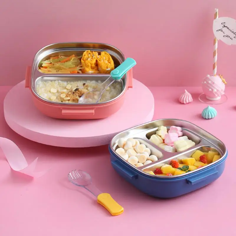 

Portable Compartment Water-filled Insulation Baby Lunch Box Lunch Box With Spoon Children's Dinner Plate 304 Stainless Steel