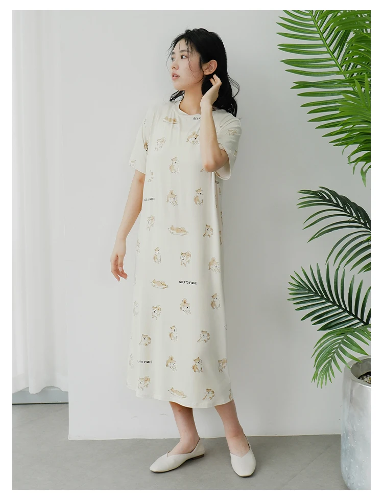 Room Wear Gelato Pique 2023 Summer New Women's Pajama Bottoms Shiba Inu Printed Elastic Lace Trousers Sleep Pwcp232240