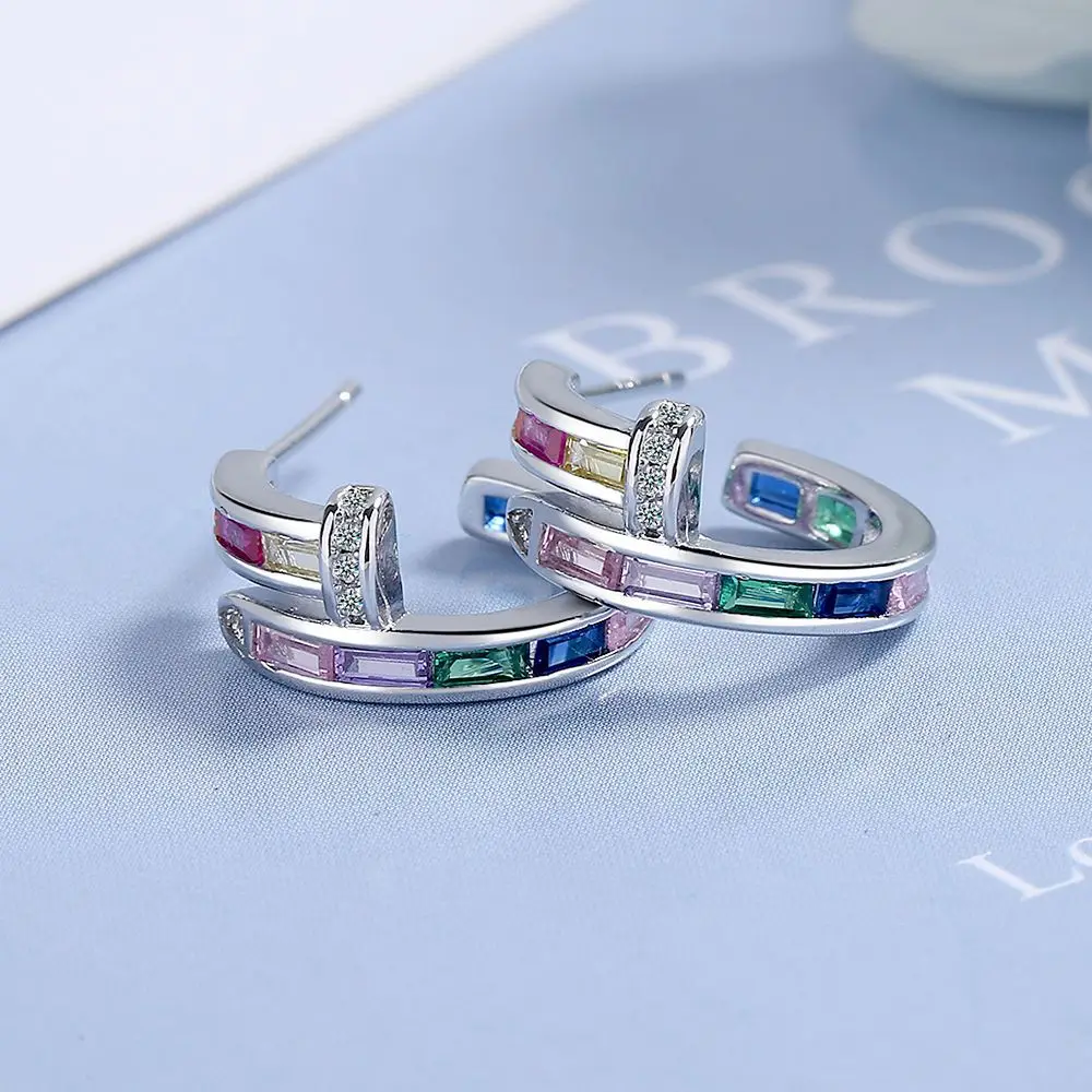 Rainbow Earrings Fashion Girls Cute Stud Earrings Women