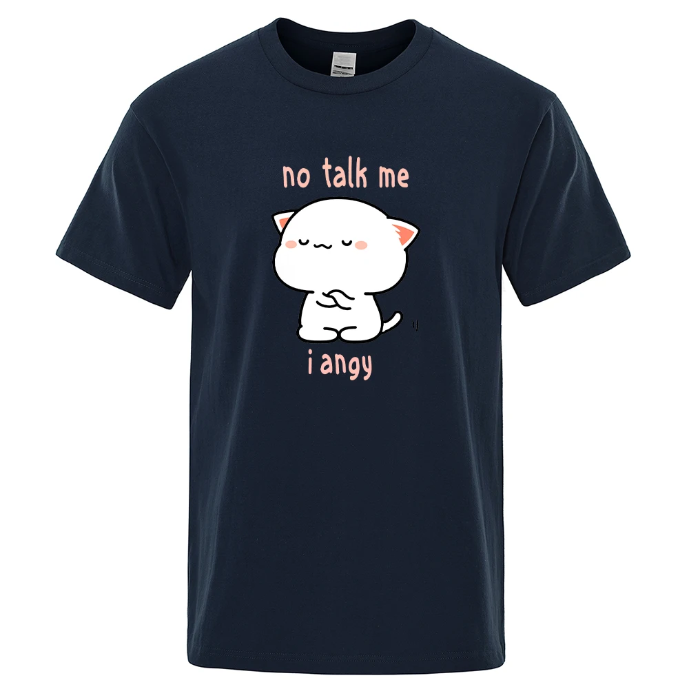 

T-shirt Men No Speak Me Im Angy Cat Print Cotton Comfortable Summer Top Tee Shirt Men Cotton T-shirt
