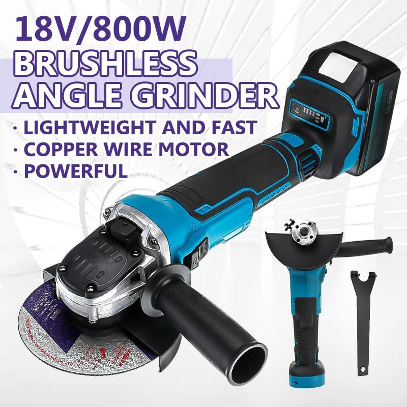 

125mm Brushless Cordless Angle Grinder Variable 4 Speed Cutting Grinder Machine Polishing Power Tools For Makita 18V Battery