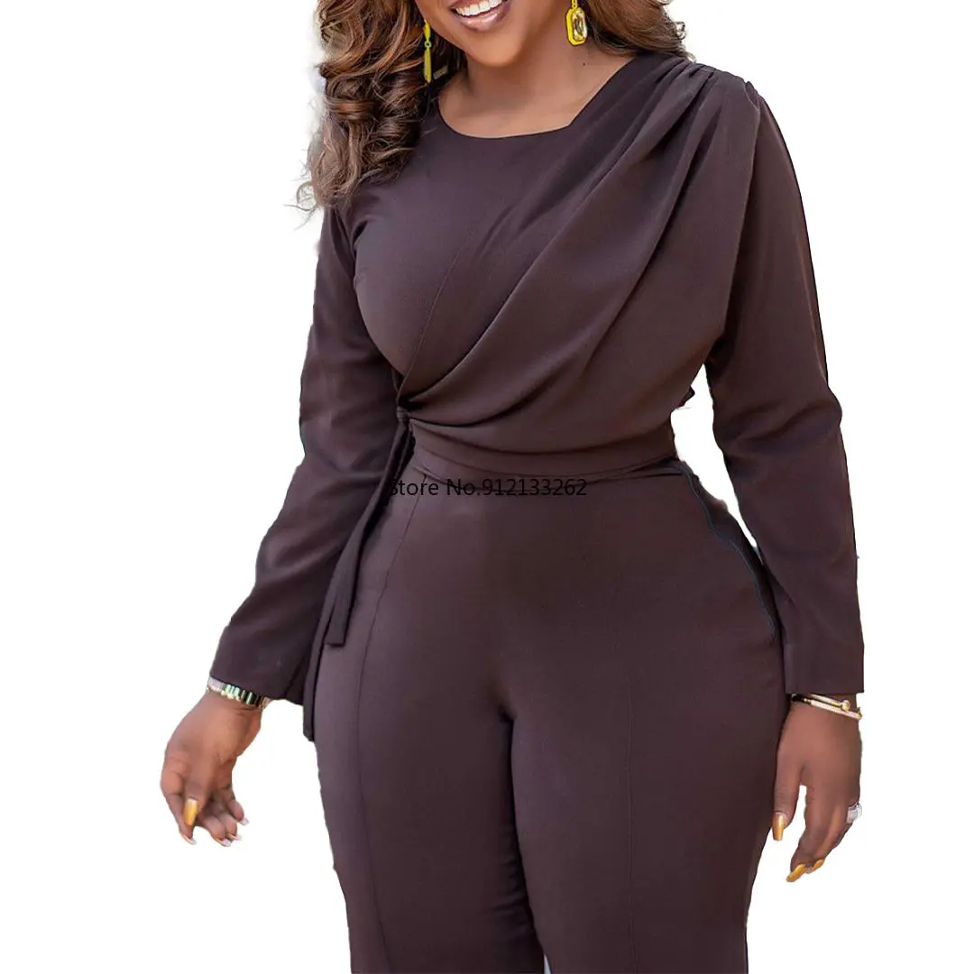 Solid Color Women Jumpsuits For Spring Autumn Long Sleeve Bandage Loose Fashion Streetwear Overalls Wide Leg Pants Trousers 2023