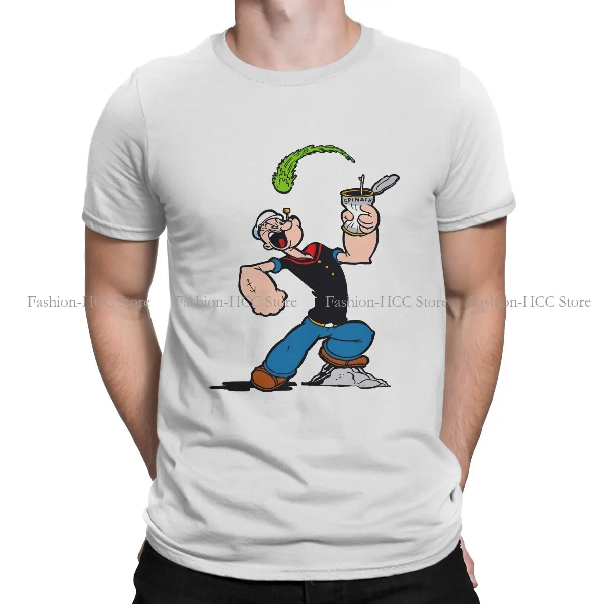 

Man Casual Polyester TShirt Popeye The Sailor Hot Blood Animation Printing Streetwear Comfortable T Shirt Male Short Sleeve