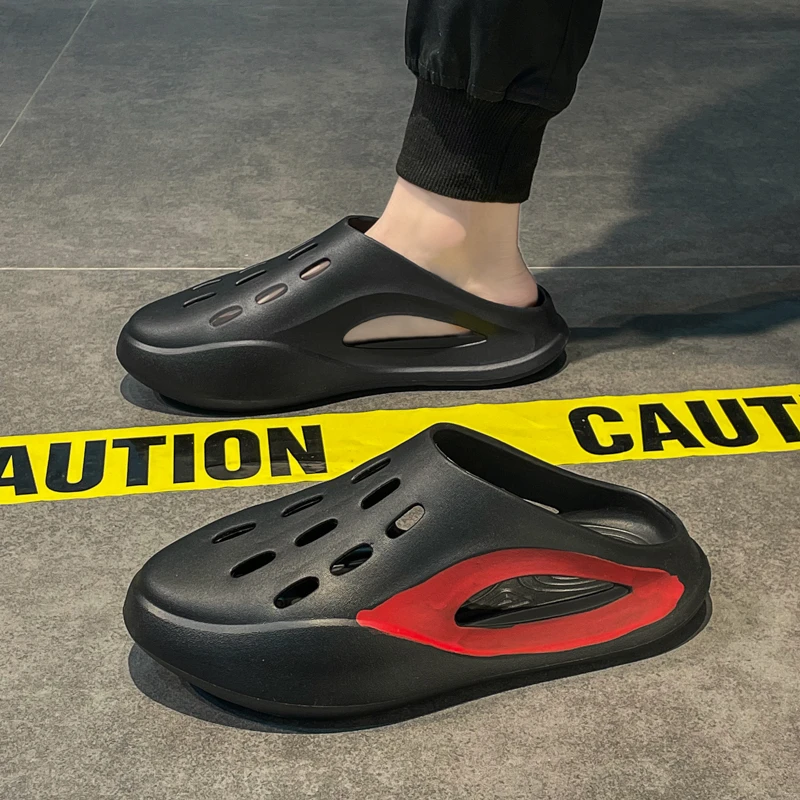 

Сандалии мужские спортивные на толстой подошве, уличные модные Нескользящие Удобные однотонные выразительные тапочки, мягкая подошва, летние